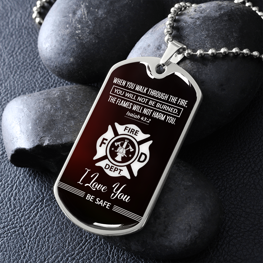 Fire Department (Graphic Dog Tag Ball chain necklace)