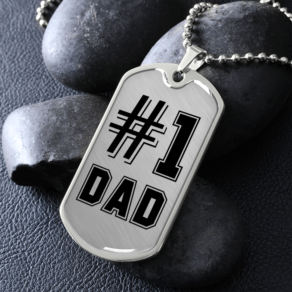 #1 Dad (Graphic Dog Tag Ball chain necklace)
