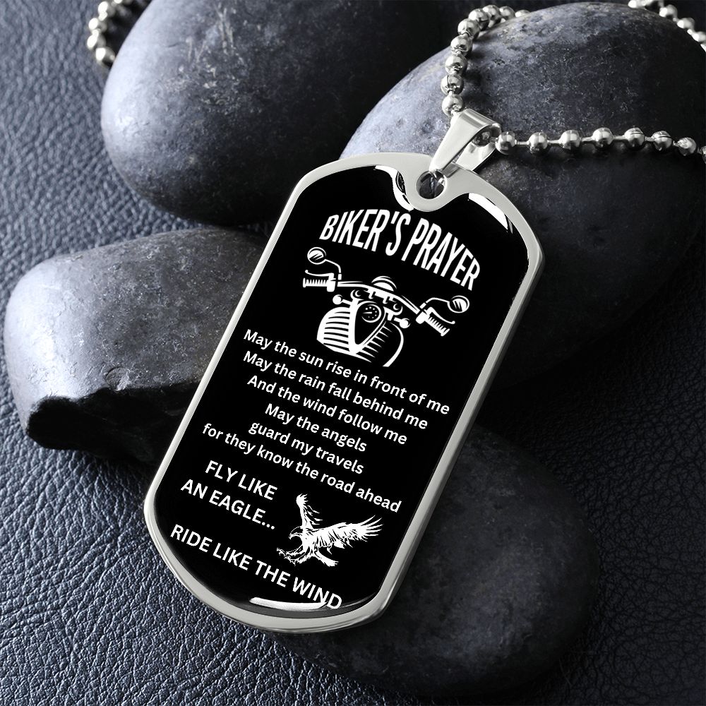 Biker's Prayer - Fly like an eagle... Ride like the wind (Dog Tag Ball chains)