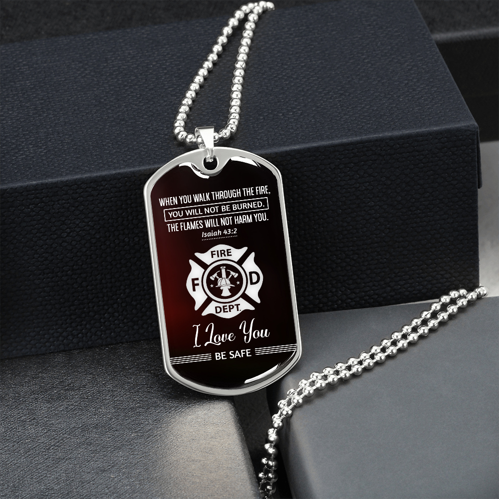 Fire Department (Graphic Dog Tag Ball chain necklace)