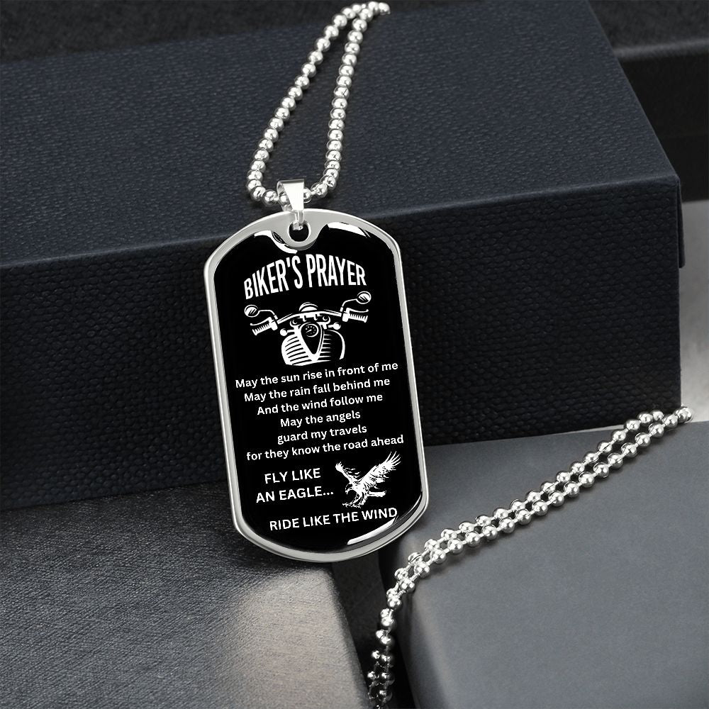Biker's Prayer2 - Fly like an eagle... Ride like the wind (Dog Tag Ball chains)