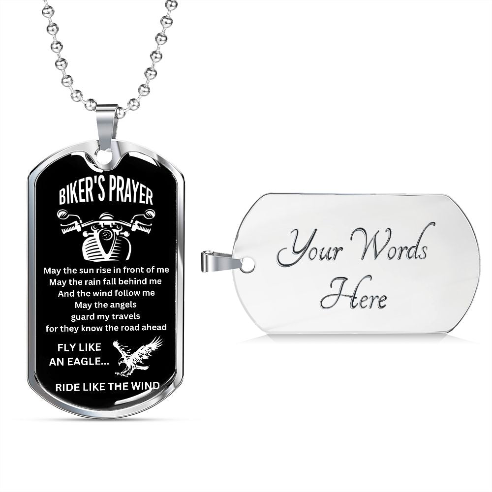 Biker's Prayer - Fly like an eagle... Ride like the wind (Dog Tag Ball chains)