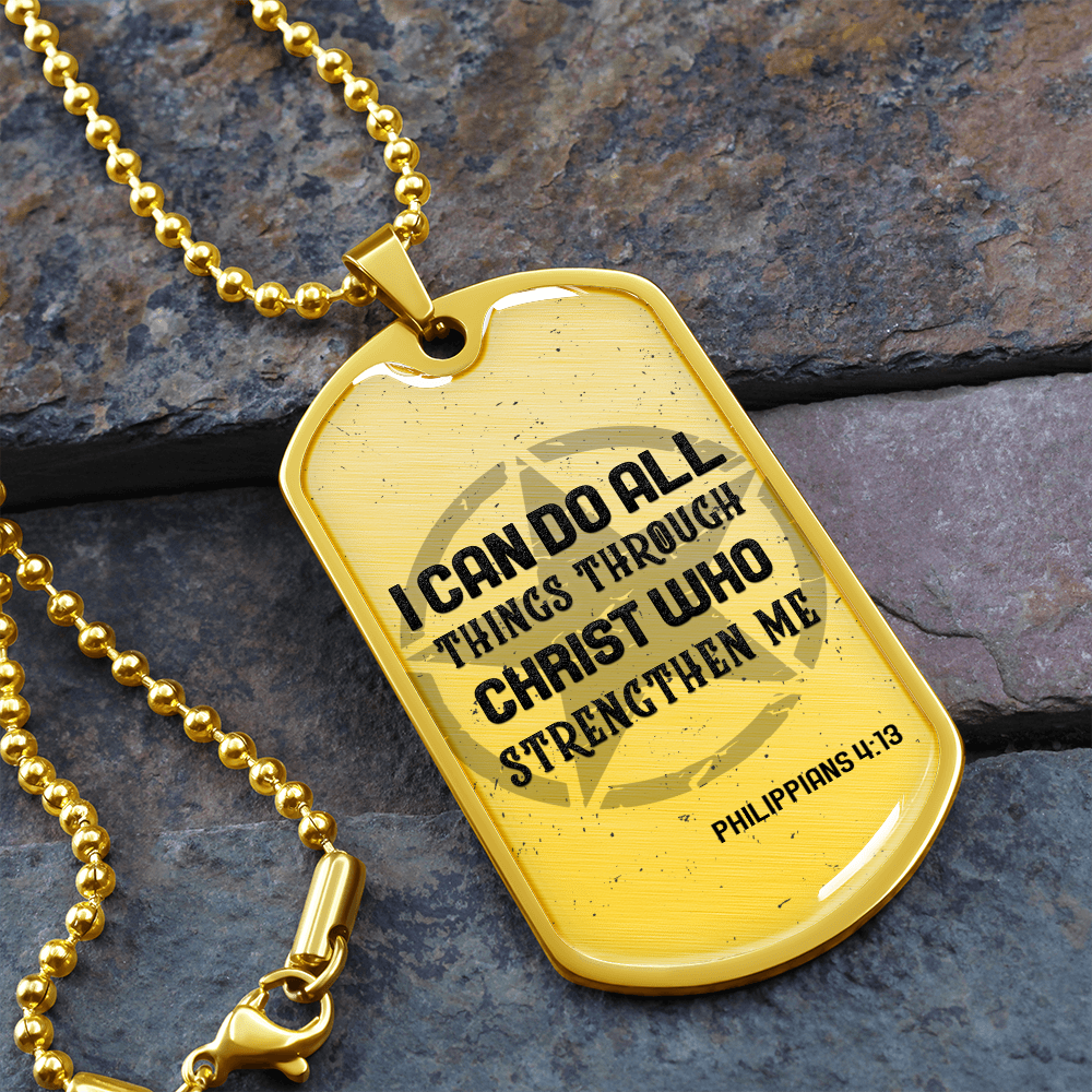 I Can Do All Things Through Christ Who Strenghten Me (Graphic Dog Tag Ball chain necklace)