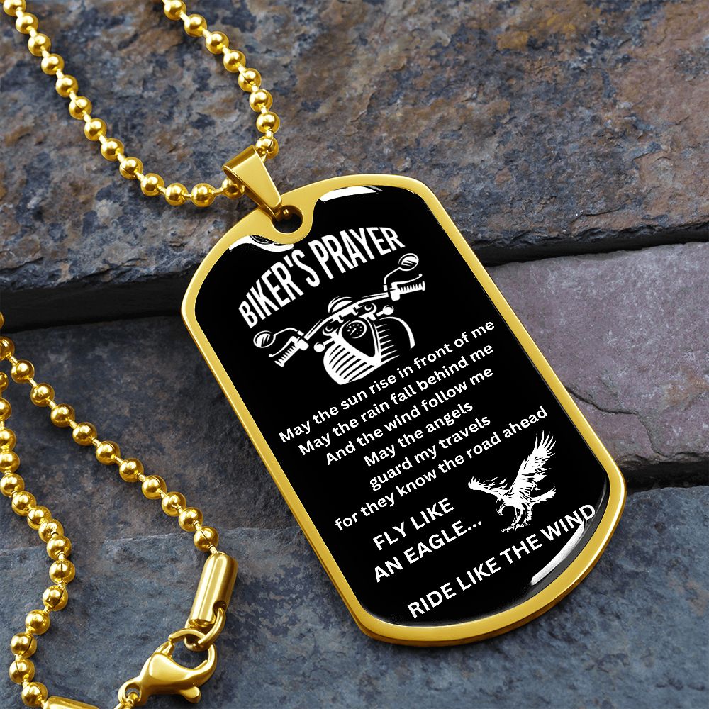 Biker's Prayer - Fly like an eagle... Ride like the wind (Dog Tag Ball chains)