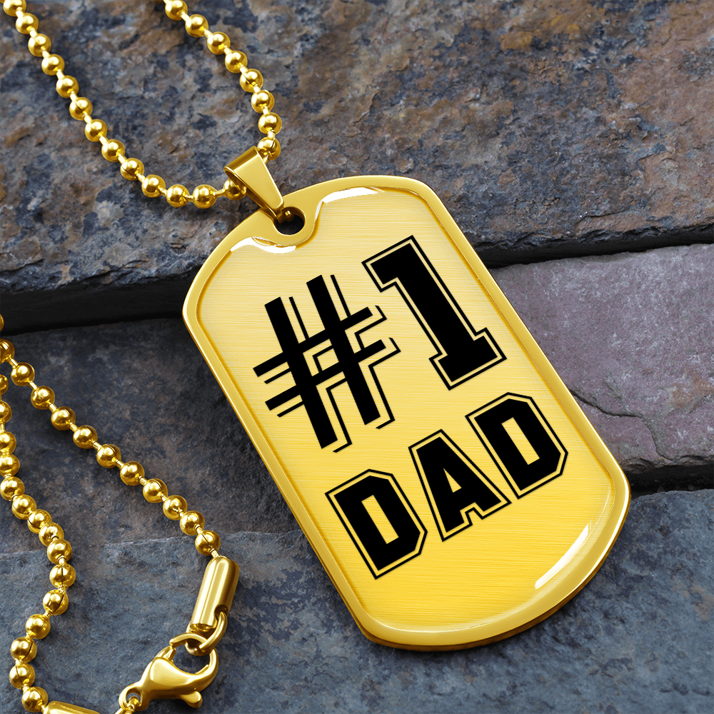 #1 Dad (Graphic Dog Tag Ball chain necklace)
