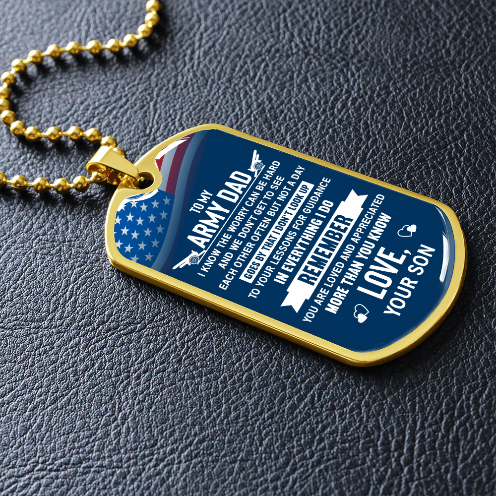 To My Army Dad (Graphic Dog Tag Ball chain necklace)