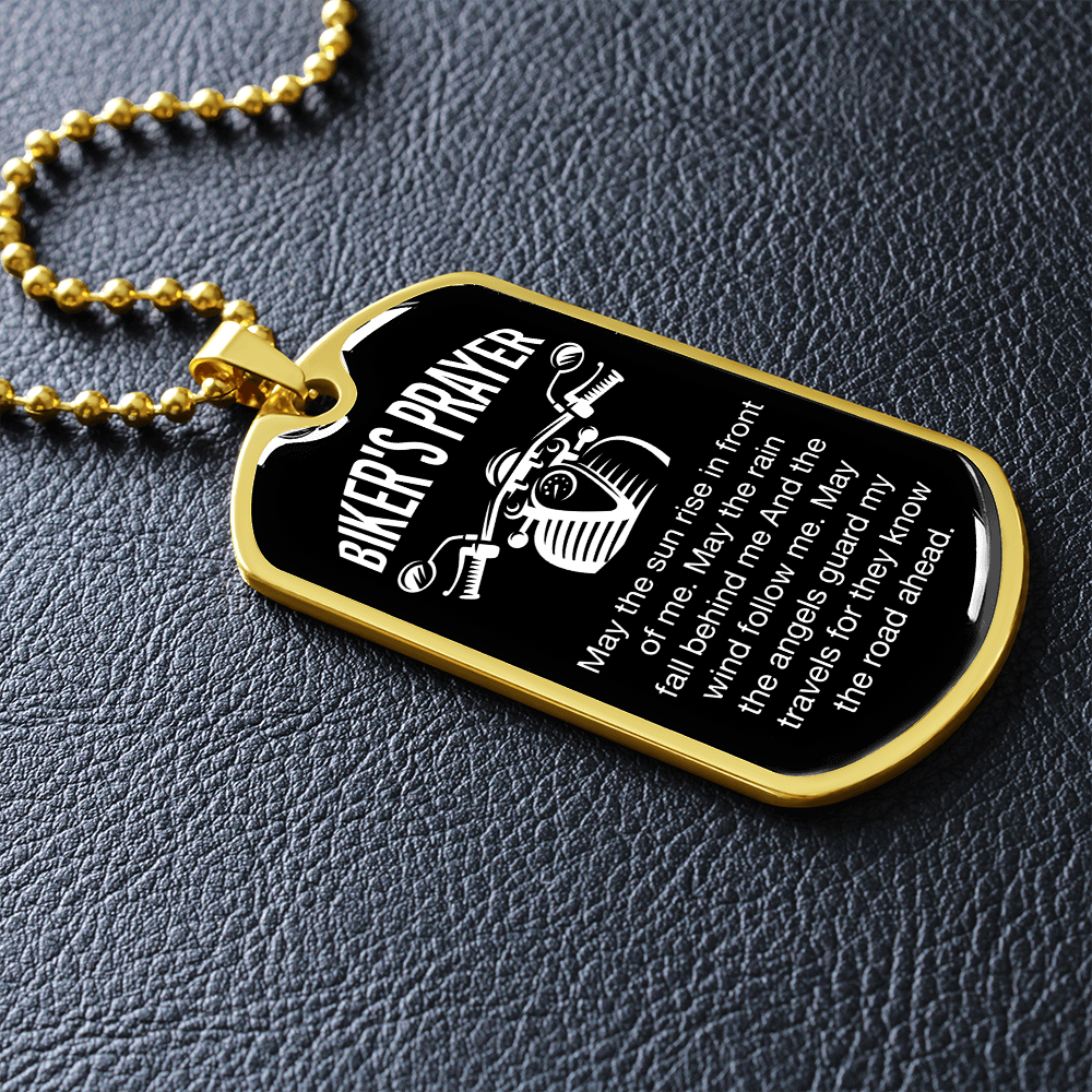 Biker's Prayer (Graphic Dog Tag Ball chain necklace)