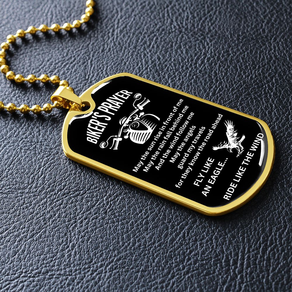Biker's Prayer - Fly like an eagle... Ride like the wind (Dog Tag Ball chains)