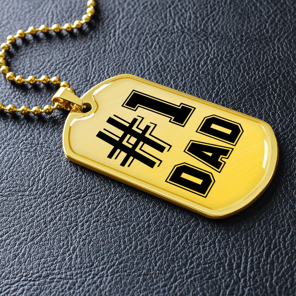 #1 Dad (Graphic Dog Tag Ball chain necklace)