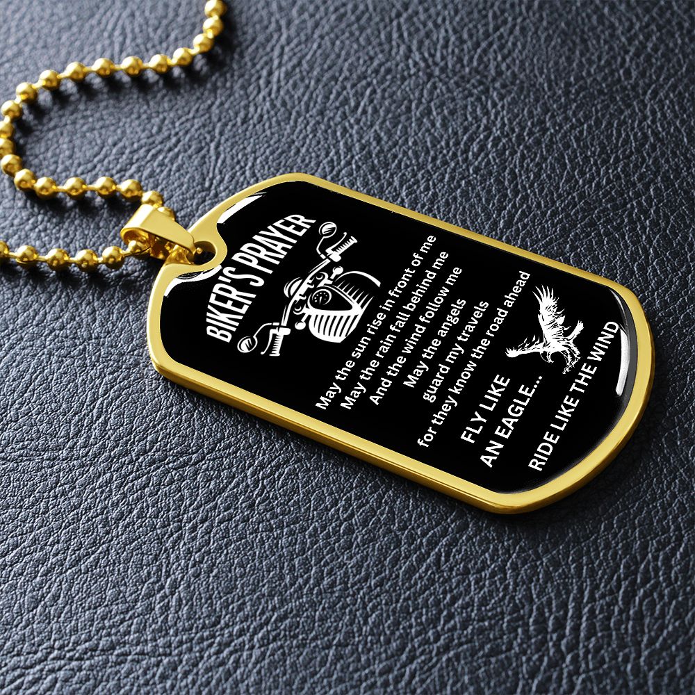 Biker's Prayer2 - Fly like an eagle... Ride like the wind (Dog Tag Ball chains)
