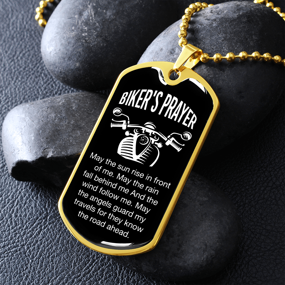 Biker's Prayer (Graphic Dog Tag Ball chain necklace)