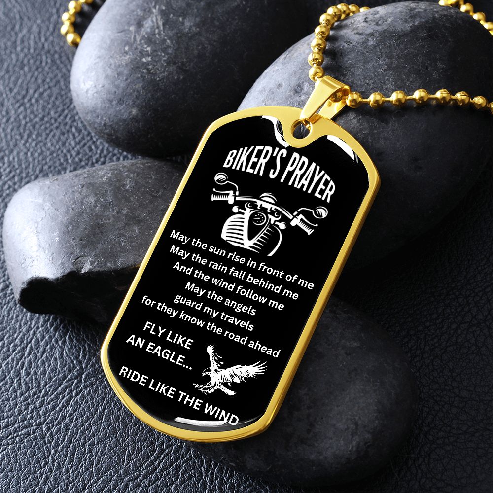 Biker's Prayer - Fly like an eagle... Ride like the wind (Dog Tag Ball chains)