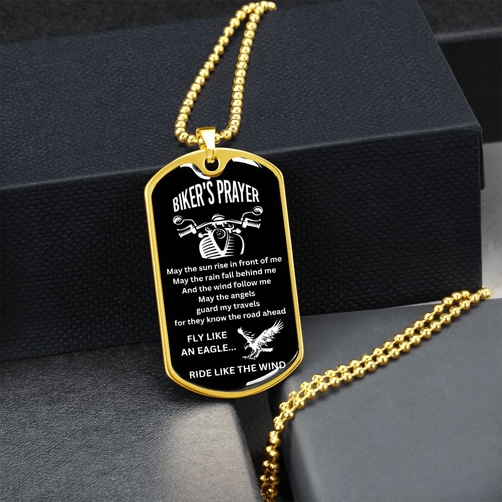 Biker's Prayer - Fly like an eagle... Ride like the wind (Dog Tag Ball chains)
