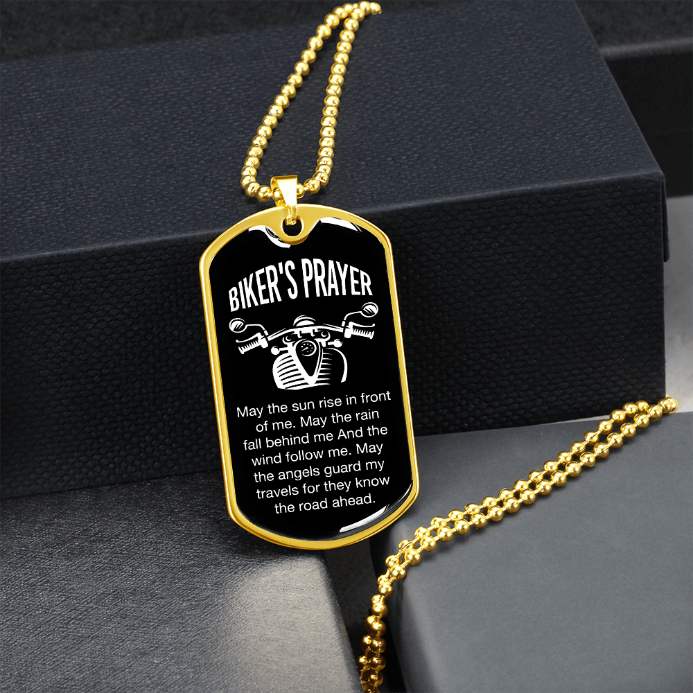 Biker's Prayer (Graphic Dog Tag Ball chain necklace)