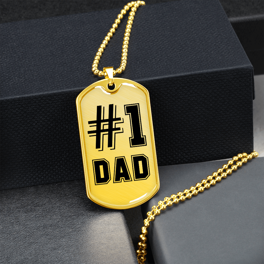 #1 Dad (Graphic Dog Tag Ball chain necklace)