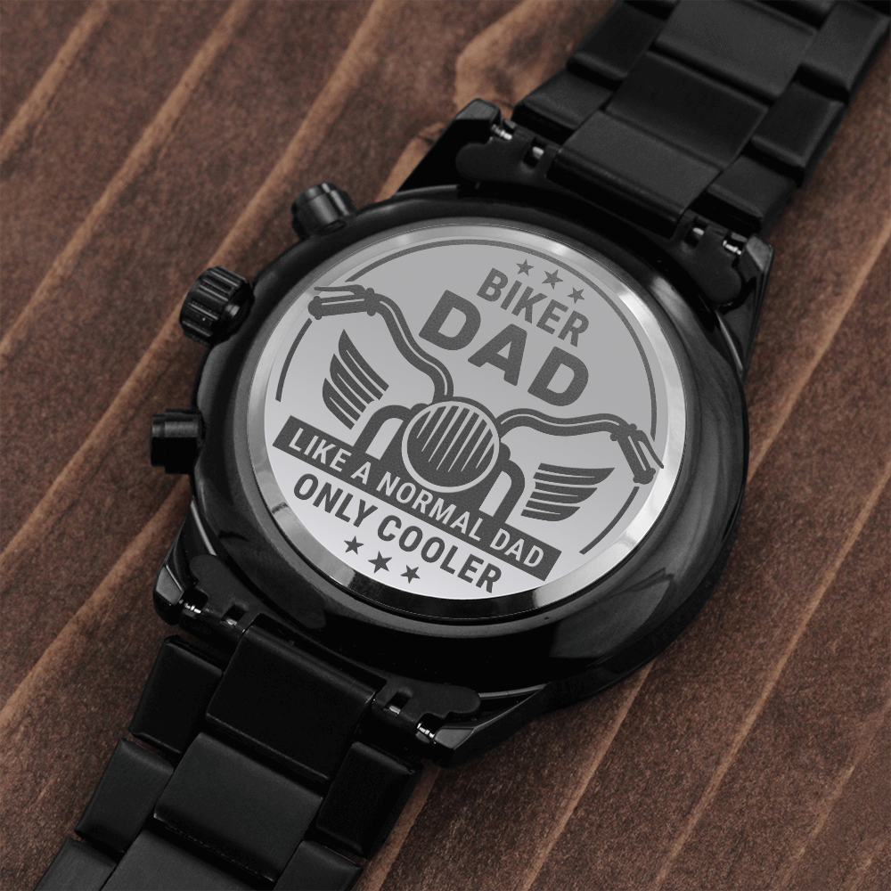 Biker DAD Like A Normal Dad Only Cooler (Black Chronograph Watch)