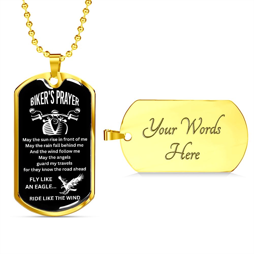 Biker's Prayer2 - Fly like an eagle... Ride like the wind (Dog Tag Ball chains)