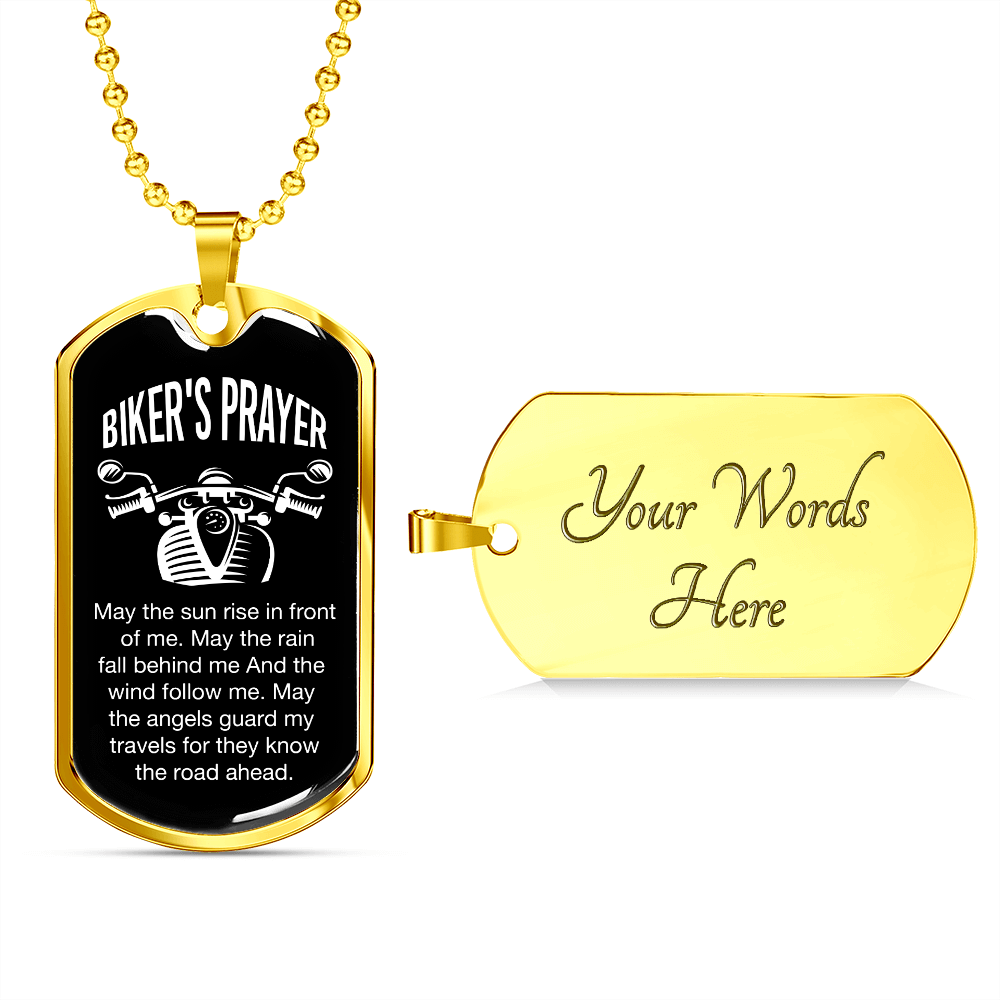 Biker's Prayer (Graphic Dog Tag Ball chain necklace)