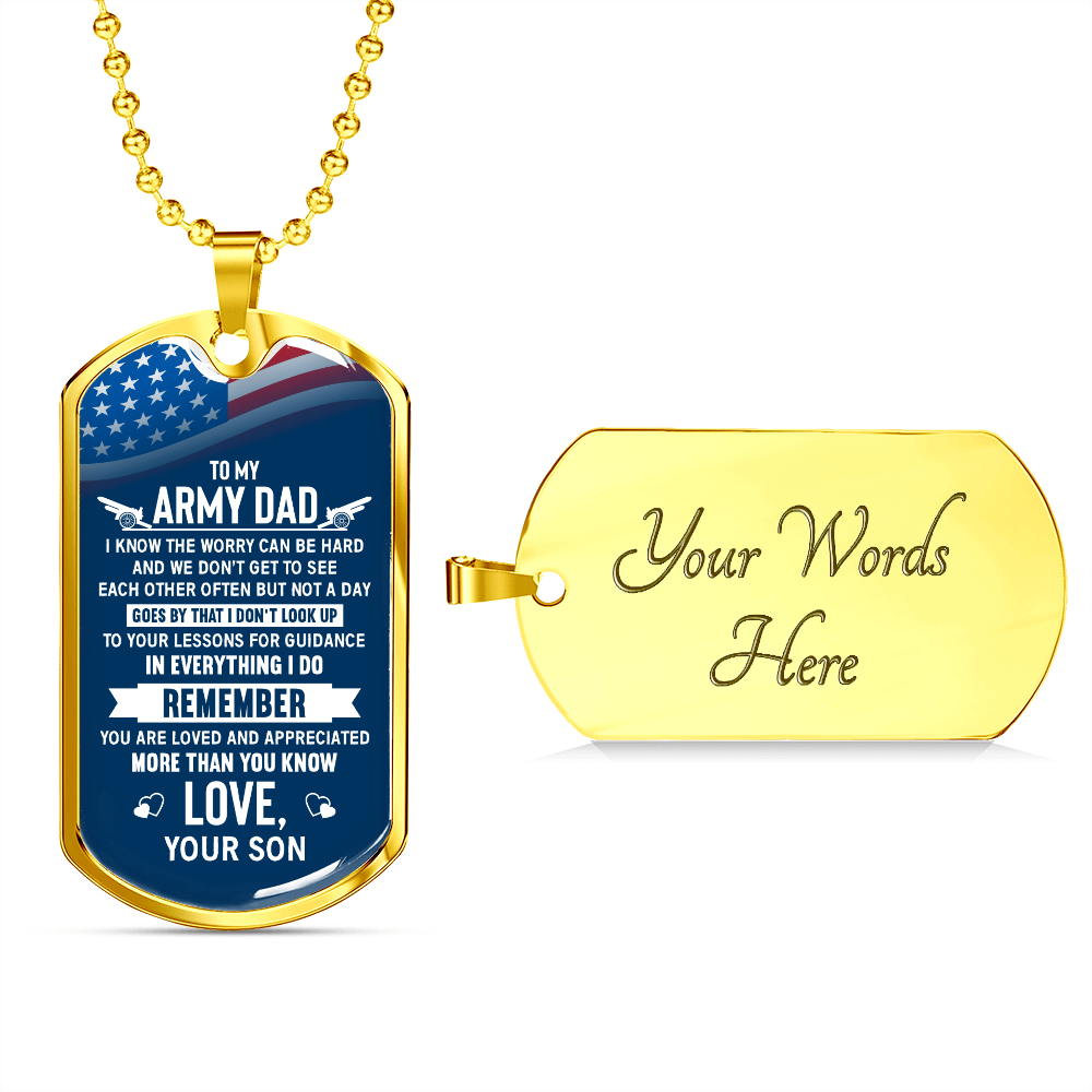 To My Army Dad (Graphic Dog Tag Ball chain necklace)