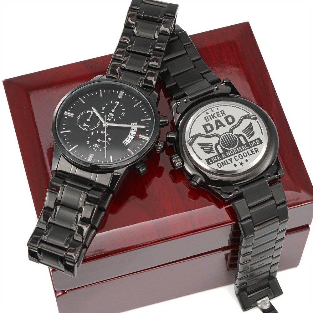 Biker DAD Like A Normal Dad Only Cooler (Black Chronograph Watch)