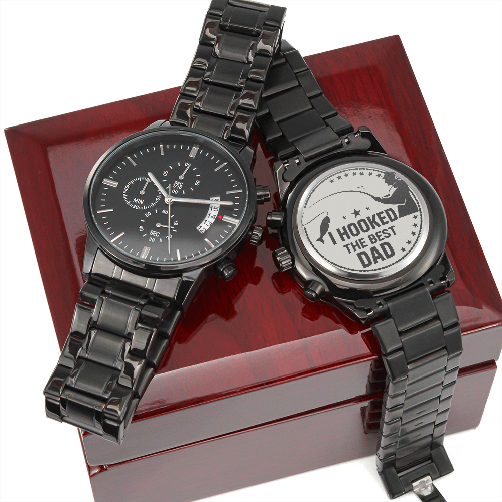I Hooked The Best DAD (Black Chronograph Watch)