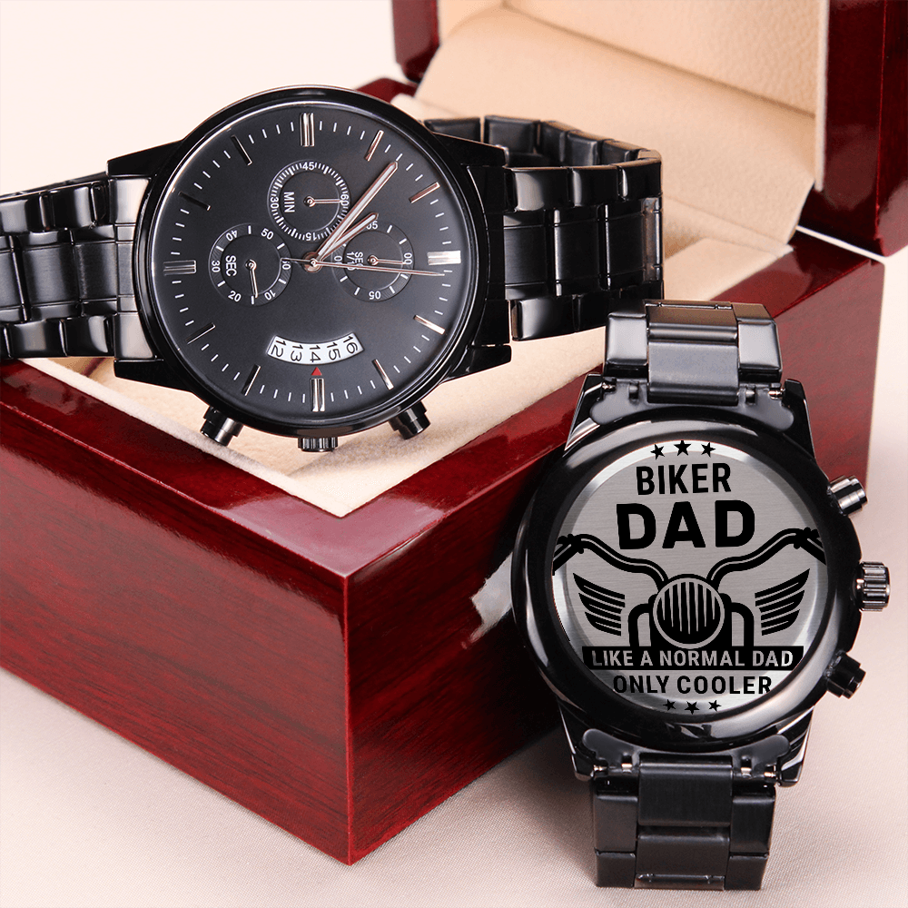 Biker DAD Like A Normal Dad Only Cooler (Black Chronograph Watch)