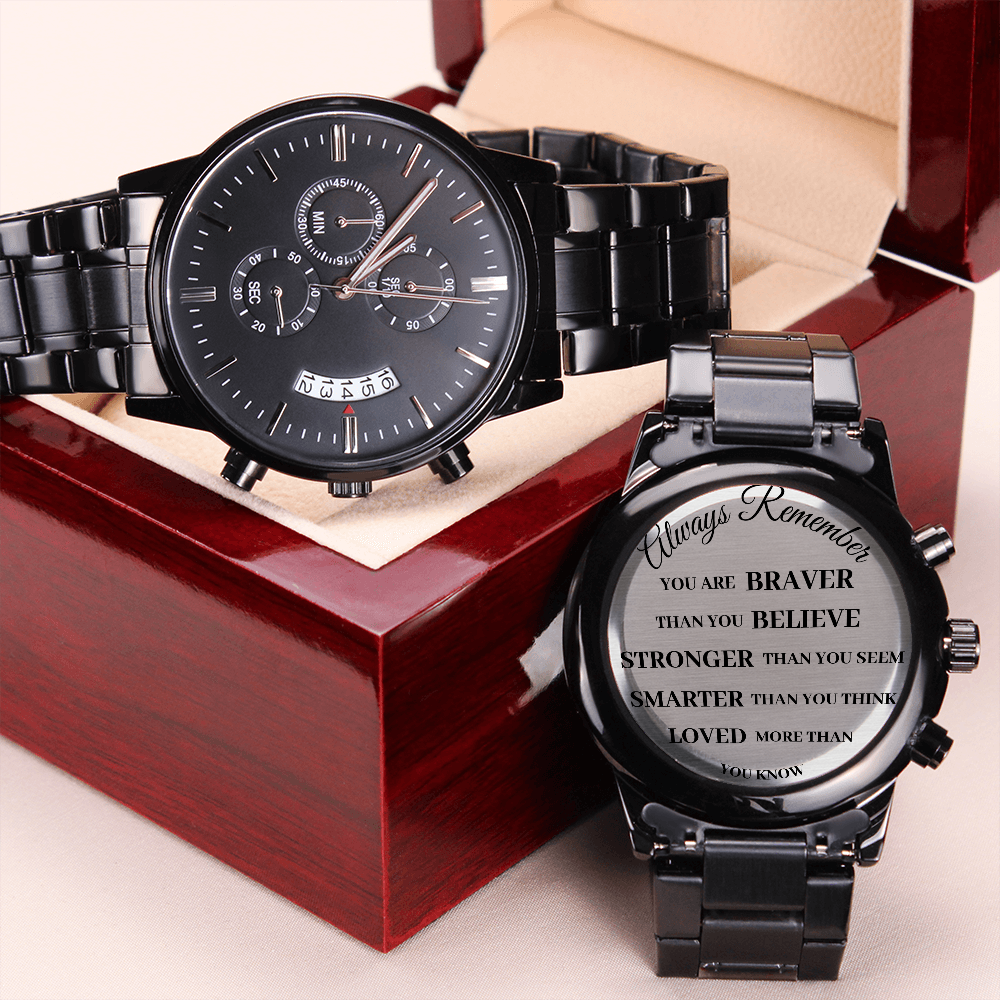 Braver Stronger Smarter (Black Chronograph Watch)