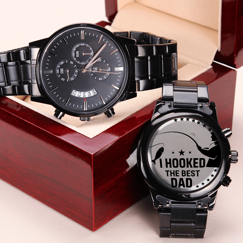 I Hooked The Best DAD (Black Chronograph Watch)