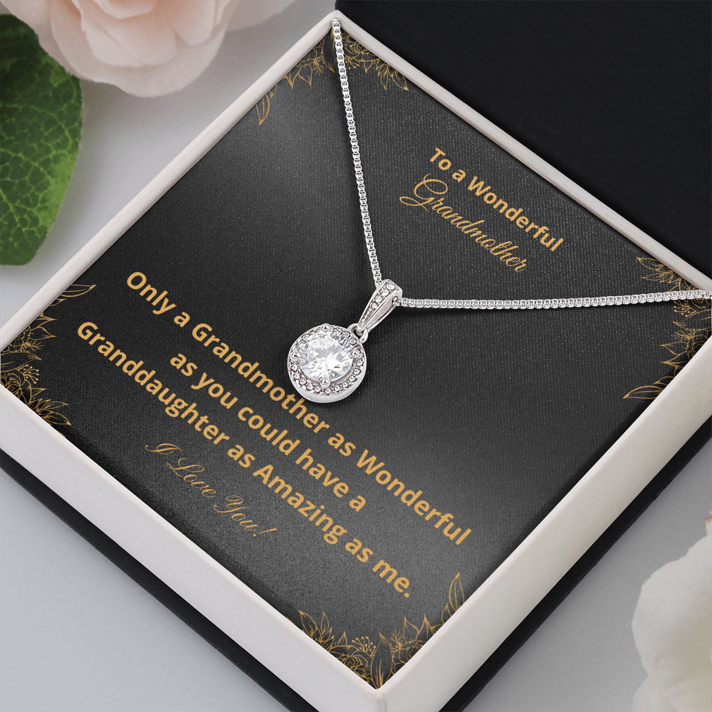 To A Wonderful Grandmother - Amazing Granddaughter - Black and Gold (Eternal Hope necklace)
