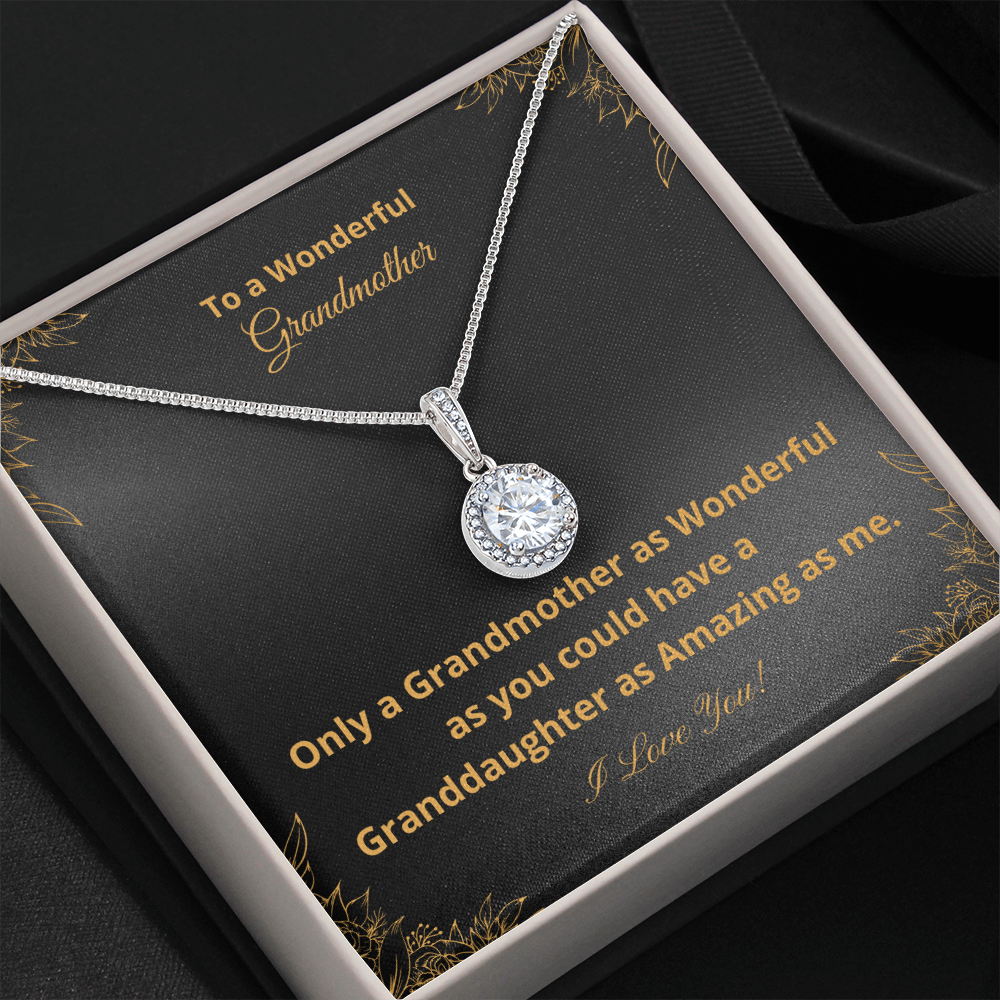 To A Wonderful Grandmother - Amazing Granddaughter - Black and Gold (Eternal Hope necklace)