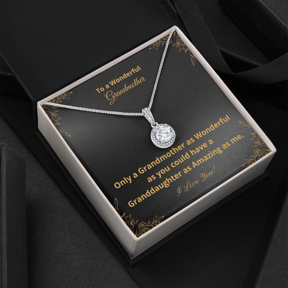 To A Wonderful Grandmother - Amazing Granddaughter - Black and Gold (Eternal Hope necklace)