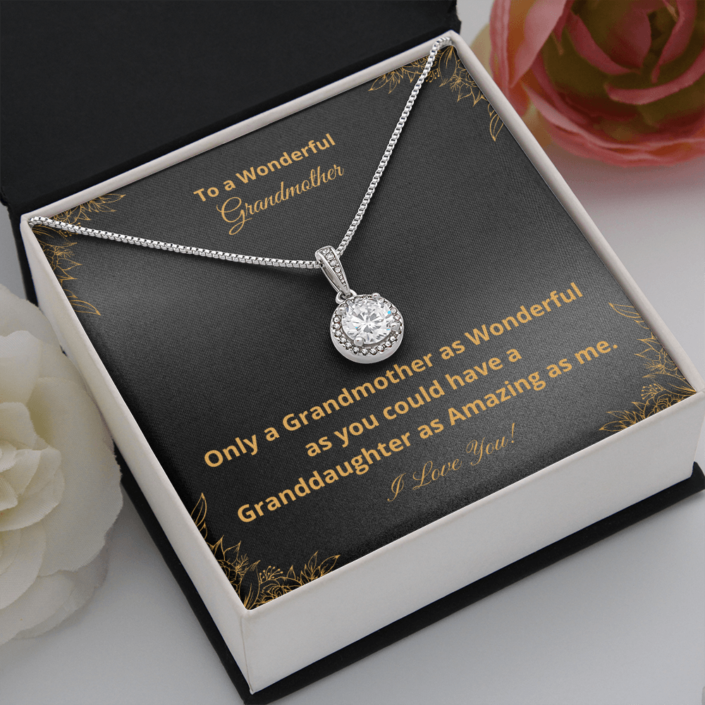 To A Wonderful Grandmother - Amazing Granddaughter - Black and Gold (Eternal Hope necklace)