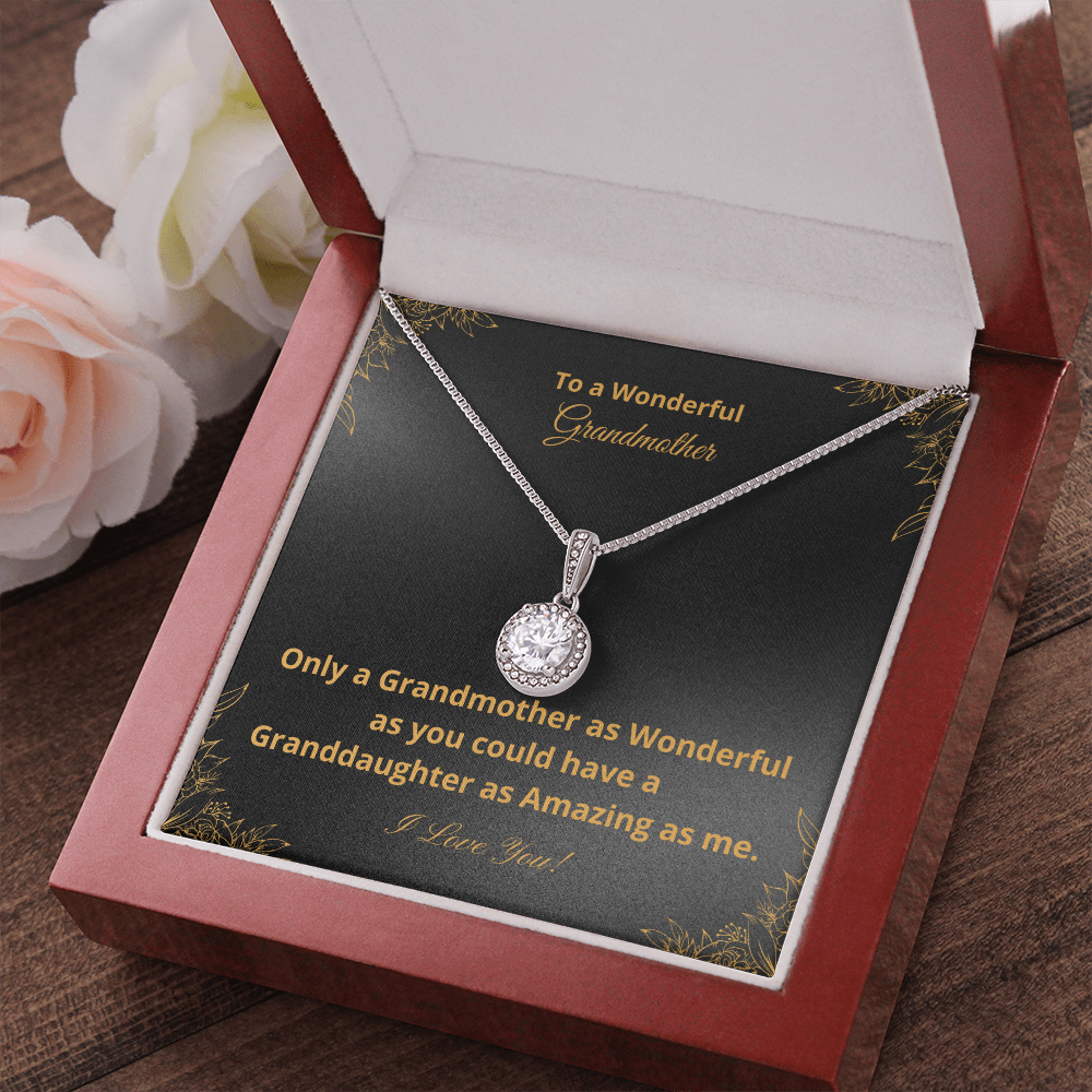 To A Wonderful Grandmother - Amazing Granddaughter - Black and Gold (Eternal Hope necklace)