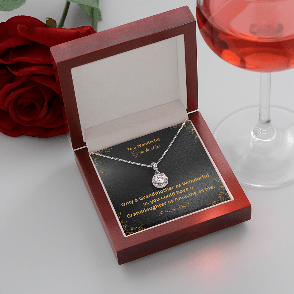 To A Wonderful Grandmother - Amazing Granddaughter - Black and Gold (Eternal Hope necklace)