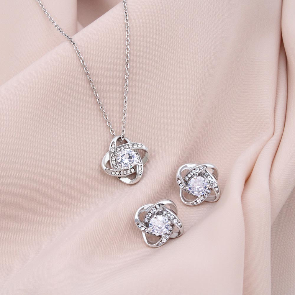 Happy Mother's Day. Hold my had Mom. (Love Knot Earring & Necklace)