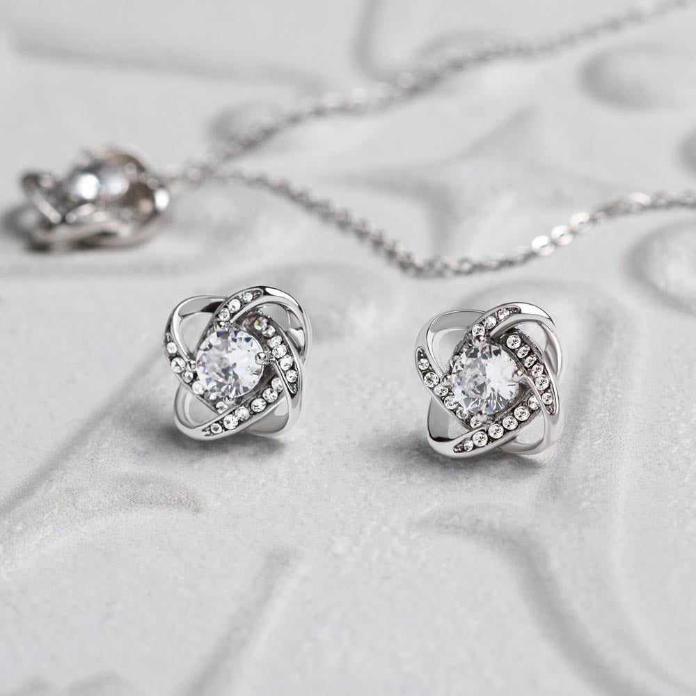 Happy Mother's Day. Hold my had Mom. (Love Knot Earring & Necklace)