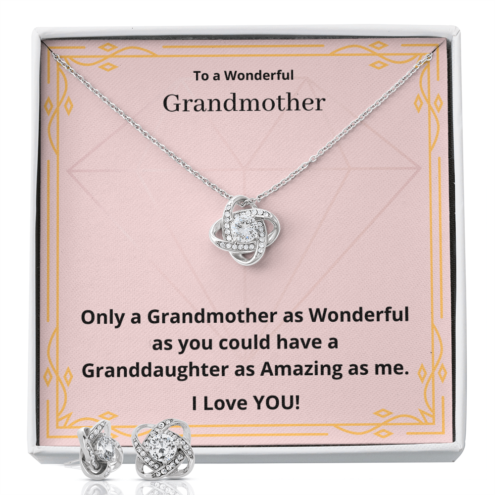 To a Wonderful Grandmother. (Love Knot Earring and necklace set)