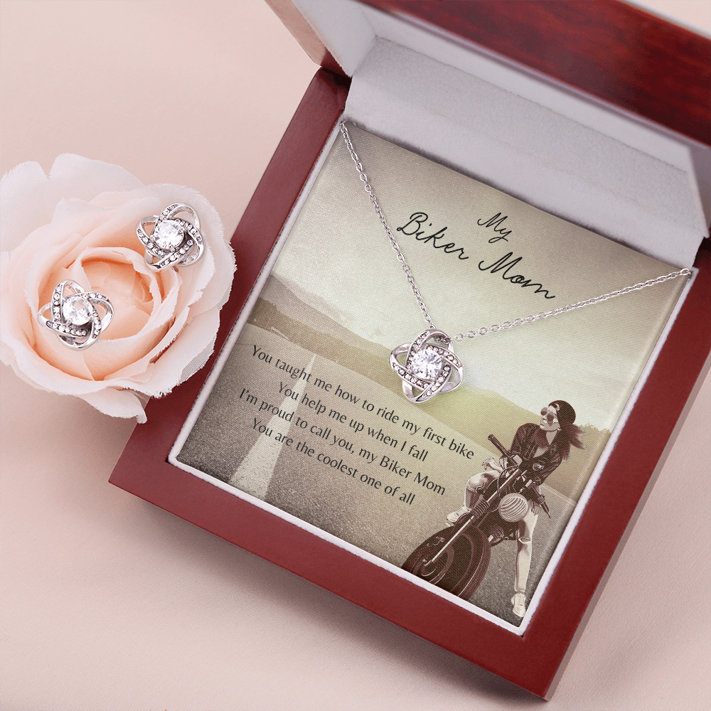My Biker Mom. Coolest Mom (Love Knot Earring & Necklace Set)