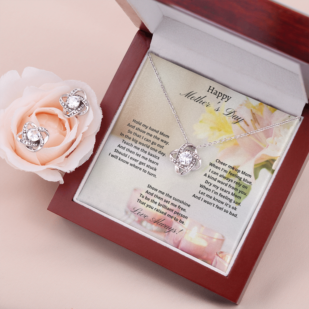 Happy Mother's Day. Hold my had Mom. (Love Knot Earring & Necklace)