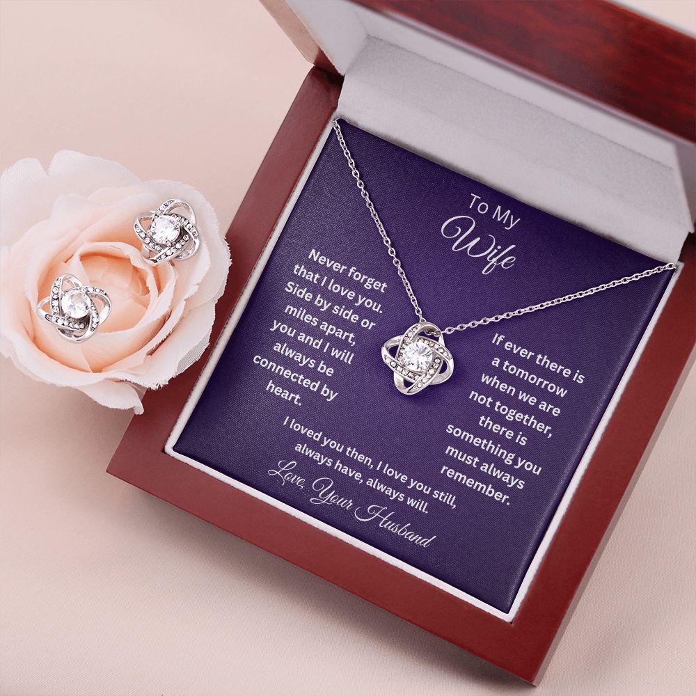 To My Wife - Love always and forever - Your Husband (Love Knot necklace and earrings set)