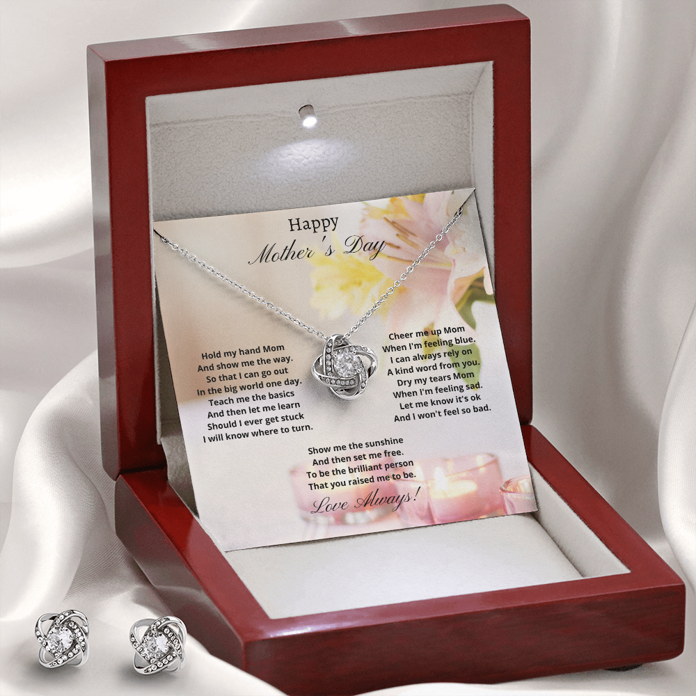 Happy Mother's Day. Hold my had Mom. (Love Knot Earring & Necklace)