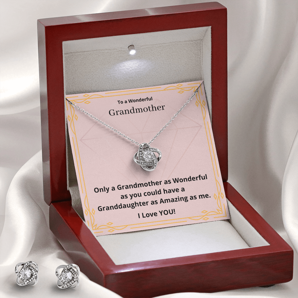 To a Wonderful Grandmother. (Love Knot Earring and necklace set)
