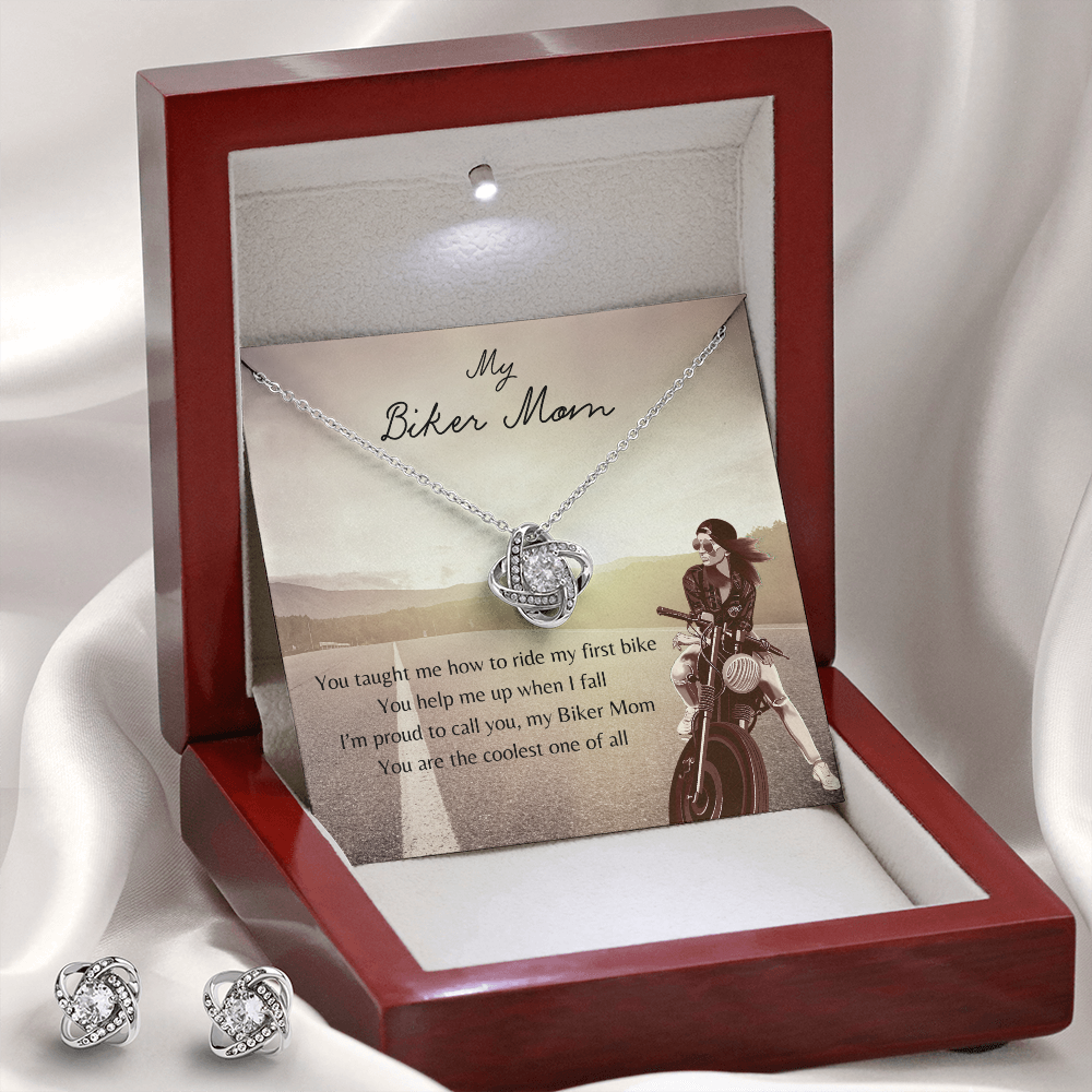 My Biker Mom. Coolest Mom (Love Knot Earring & Necklace Set)