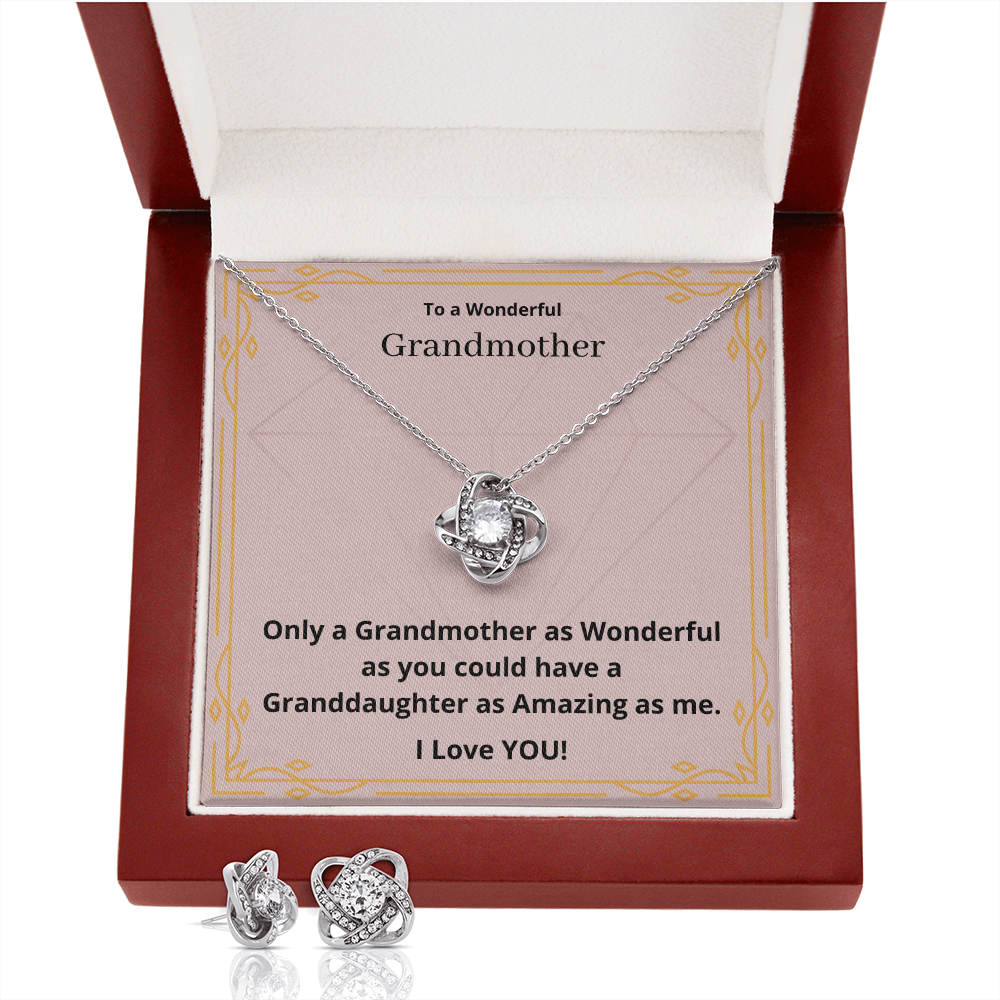 To a Wonderful Grandmother. (Love Knot Earring and necklace set)