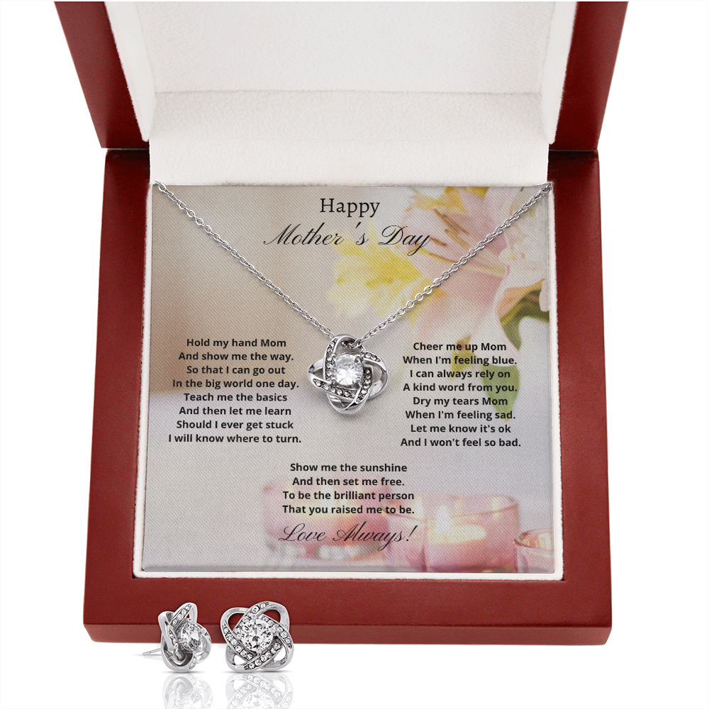 Happy Mother's Day. Hold my had Mom. (Love Knot Earring & Necklace)