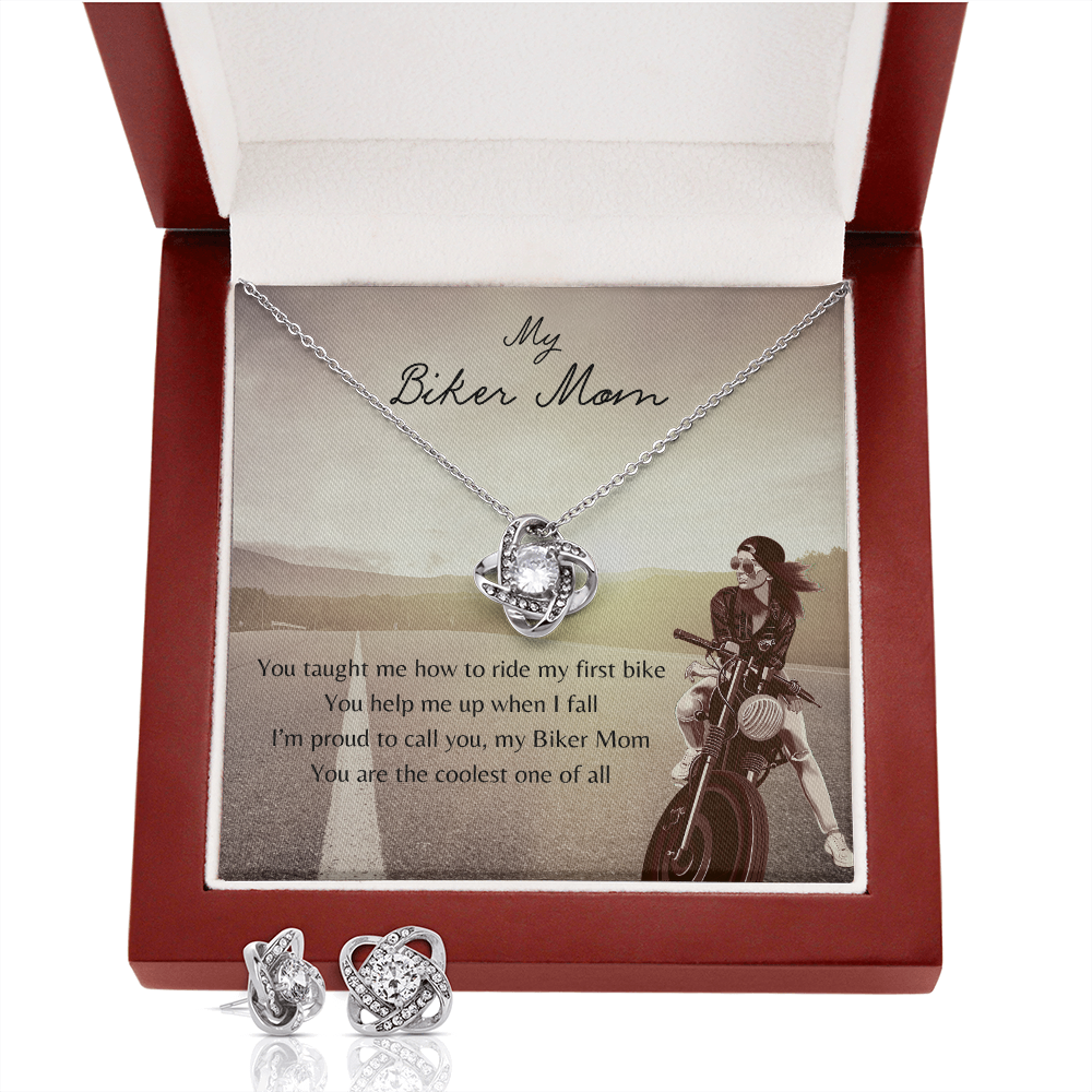 My Biker Mom. Coolest Mom (Love Knot Earring & Necklace Set)