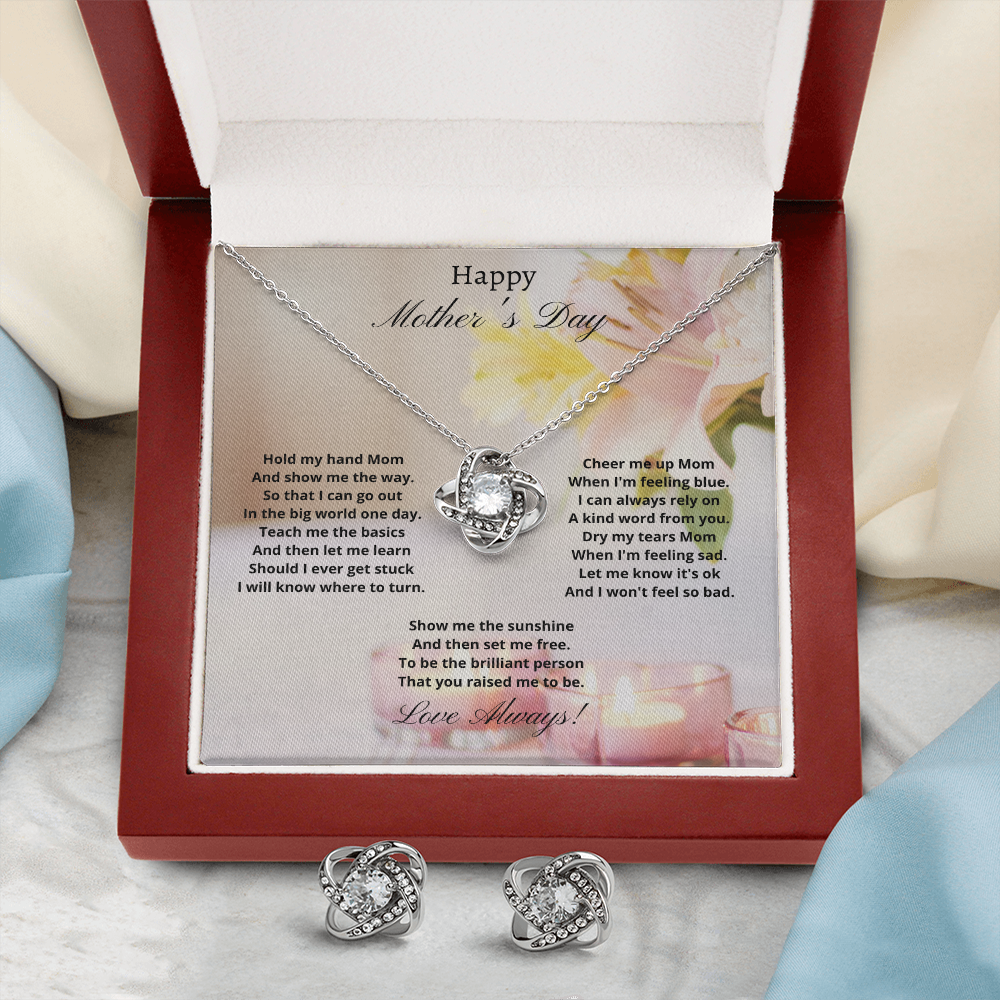 Happy Mother's Day. Hold my had Mom. (Love Knot Earring & Necklace)