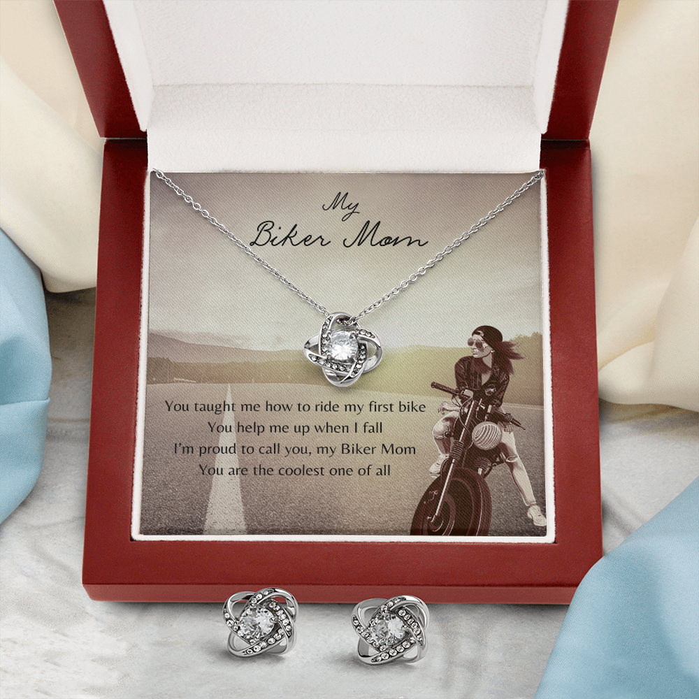My Biker Mom. Coolest Mom (Love Knot Earring & Necklace Set)
