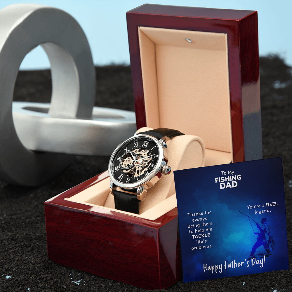 To My Fishing DAD - Thanks For Always Being There To Help Me TACKLE Life's Problems (Men's Openwork Watch)