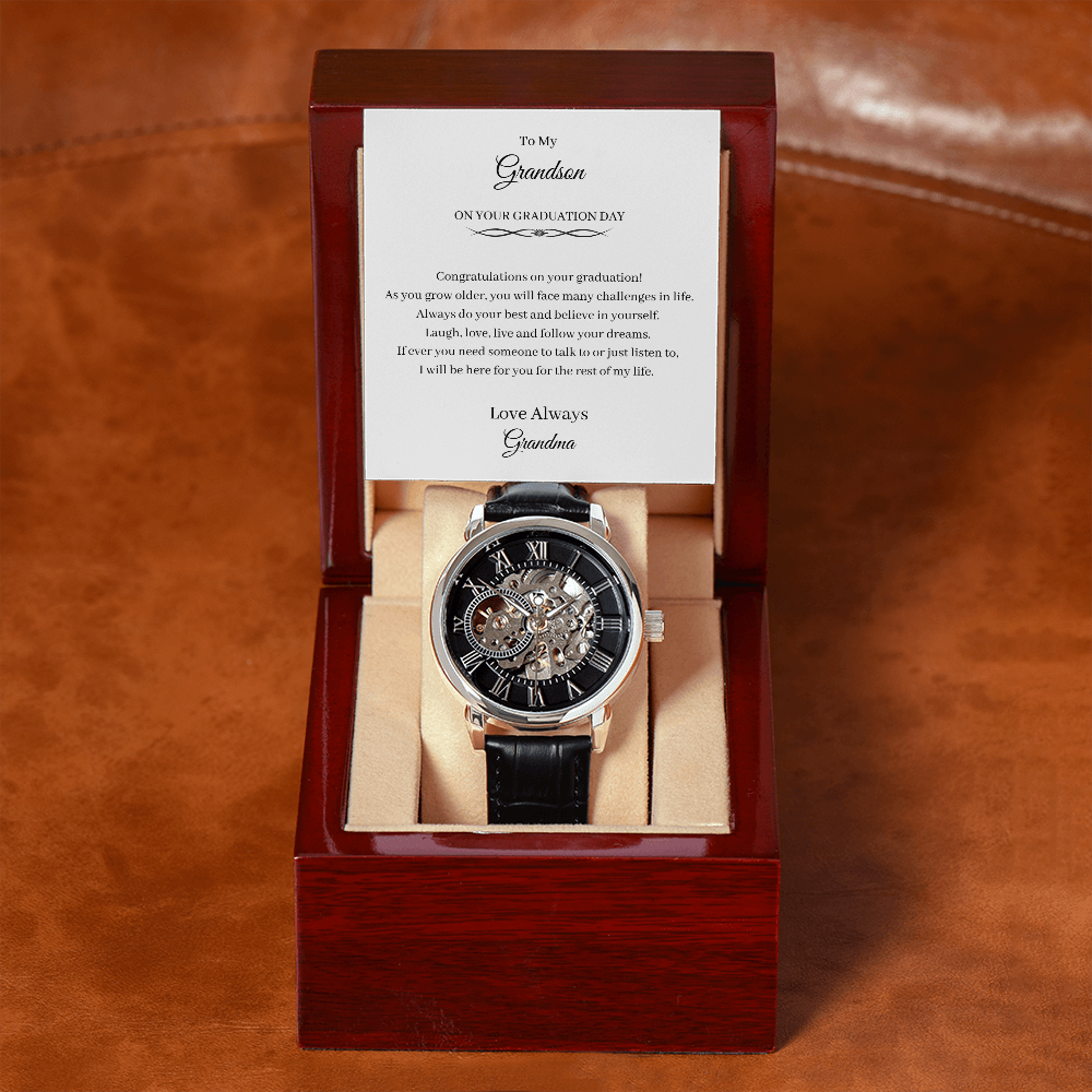 To my Grandson. Graduation. (Men's Openwork Watch)